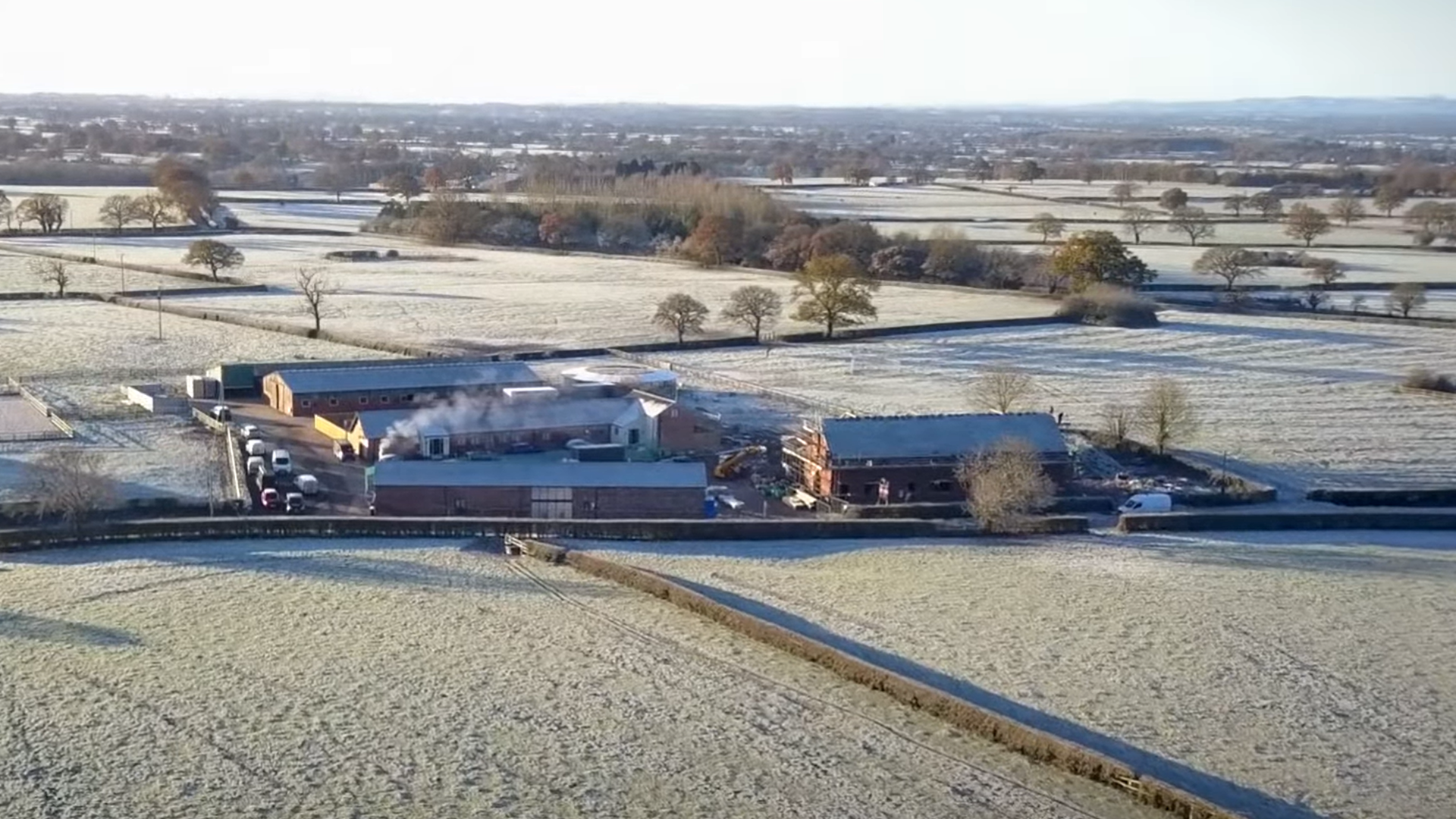 Drone shot of Saddler's Barn at The Paddocks
